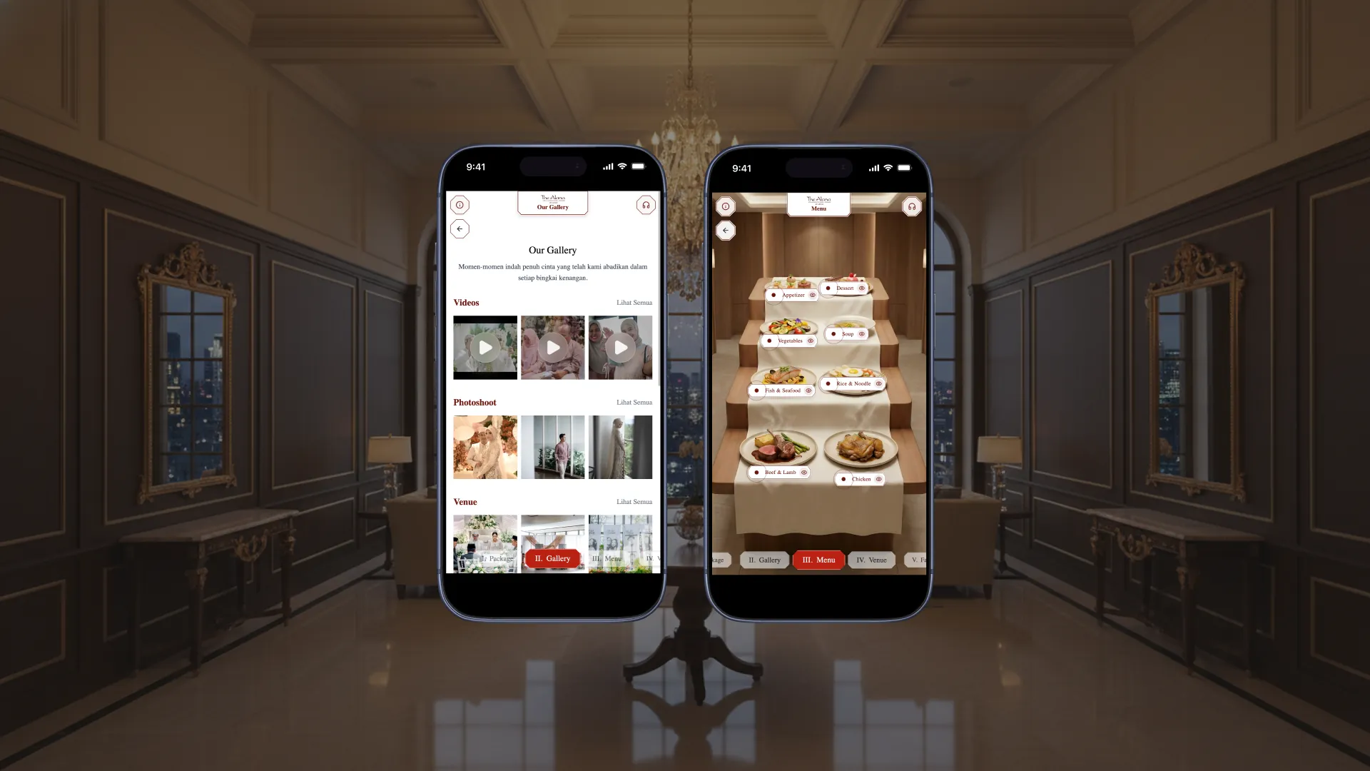 Film, photo, and a full menu — plated and priced. Browsing becomes ordering in a tap.