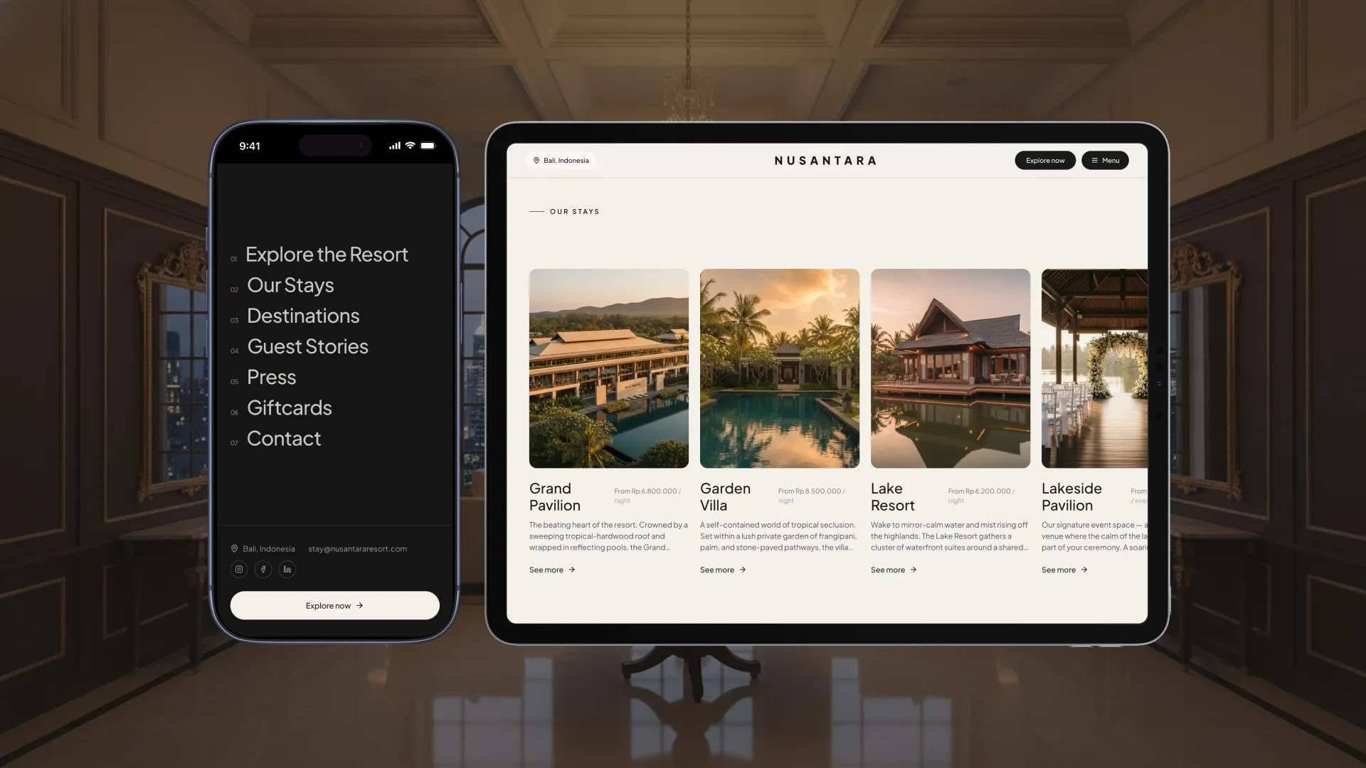 Every stay laid out to choose from. One tap from looking to enquiring.