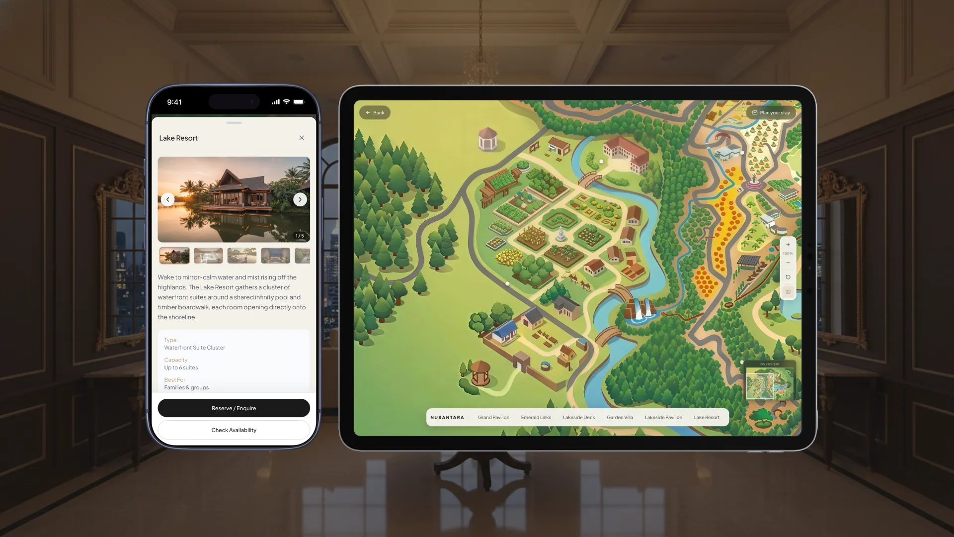 Pick a point, plan the visit. The map carries you from curiosity to booking.
